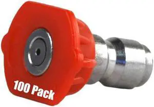 100 Pack of Erie Tools 5.5 Stainless Steel Orifice 0 Degree 1/4in. Quick Connect 4000 PSI High Pressure Washer Spray Nozzle Tips