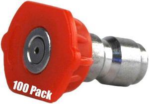 100 Pack of Erie Tools 3.0 Stainless Steel Orifice 0 Degree 1/4in. Quick Connect 4000 PSI High Pressure Washer Spray Nozzle Tips
