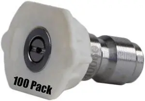 (100) Erie Tools 6.0 Stainless Steel Orifice 40 Degree 1/4in. Quick Connect 4000 PSI High Pressure Washer Spray Nozzle Tips