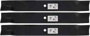 3 Rotary® 6833 Mower Blades for Bad Boy® 038-7202-00 Dixie Chopper® 30227-72N Hustler® 795260 Sunbelt® B1DC1507 Windsor® 50-4010 Length 24 Width 3 Thickness .250 Center Hole 5/8 Fits 72in. Deck