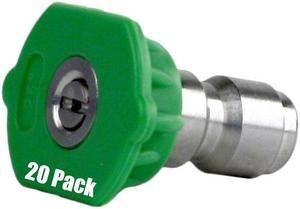 20 Pack of Erie Tools 3.0 Stainless Steel Orifice 25 Degree 1/4in. Quick Connect 4000 PSI High Pressure Washer Spray Nozzle Tips