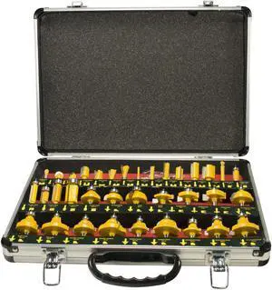 Erie Tools 35pc 1/4" Shank Router Bit Set With Tungsten Carbide Tips For Use On Wood, Metal, Plastic