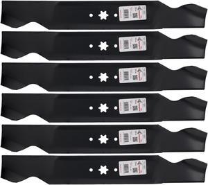 6 Rotary 1031 Mower Blades for Cub Cadet® 742-04126 742-0616A-0637 942-04126 942-0616A MTD® 942-616A 490-110-M108 Length 21-3/16 in. Width 3 in. Thickness 0.158 in. Center Hole 6 PT ST Fits 42in. Deck