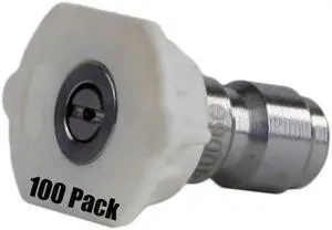 100 Pack of Erie Tools 5.0 Stainless Steel Orifice 40 Degree 1/4in. Quick Connect 4000 PSI High Pressure Washer Spray Nozzle Tips