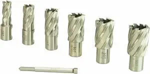 Steel Dragon Tools® 7 HSS Annular Cutter Kit 9/16in. to 1-1/16in. with 1in. Depth and 3/4in. Weldon Shank