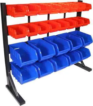 Erie Tools® 4-Tier 26 Bin Steel Parts Storage Rack Single Sided Shop Garage
