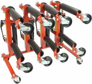 (4) Dragway Tools® 12 in. 1500 lb. Hydraulic Wheel Dolly Vehicle Positioning Jacks & Storage Stand