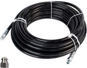 Schieffer 1/4in. x 50ft. 4400 PSI Thermoplastic Sewer Jetter Hose & 7.0 Orifice Button Nose Nozzle