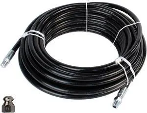 Schieffer 1/4in. x 50ft. 4400 PSI Thermoplastic Sewer Jetter Hose & 6.5 Orifice Button Nose Nozzle