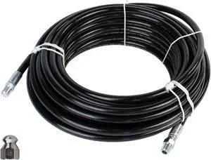 Schieffer 1/4in. x 50ft. 4400 PSI Thermoplastic Sewer Jetter Hose & 4.5 Orifice Button Nose Nozzle