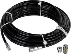 Schieffer 1/8in. x 50ft. 4800 PSI Thermoplastic Sewer Jetter Hose & 4.0 Orifice Button Nose and 4.5 Rotating Nozzles