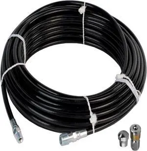 Schieffer 1/8in. x 100ft. 4800 PSI Thermoplastic Sewer Jetter Hose & 4.0 Orifice Button Nose and 4.5 Rotating Nozzles