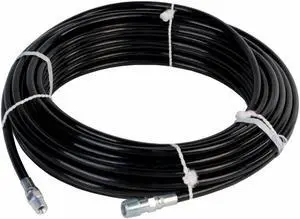Schieffer 4800 PSI 1/8in. x 100ft. Thermoplastic Black Sewer Jetter Hose with 1/8in. MPT Solid and 1/4in. Solid Bushing End