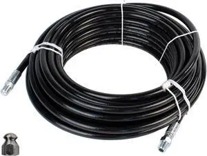 Schieffer 1/4in. x 150ft. 4400 PSI Thermoplastic Sewer Jetter Hose & 12.0 Orifice Button Nose Nozzle