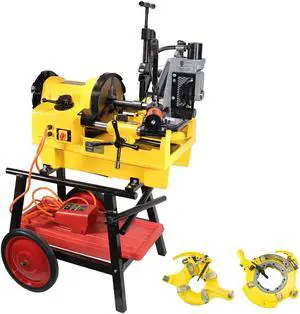 Steel Dragon Tools® 1224 1/4" - 4" Pipe Threading Machine 26092 150A Cart and 918 Roll Groover 48297