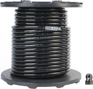 Schieffer 3/8in. x 250ft. 4000 PSI Thermoplastic Sewer Jetter Hose & 5.5 Orifice Button Nose Nozzle