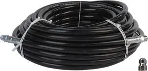 Schieffer 3/8in. x 100ft. 4000 PSI Thermoplastic Sewer Jetter Hose & 5.5 Orifice Button Nose Nozzle