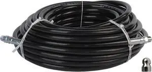 Schieffer 3/8in. x 100ft. 4000 PSI Thermoplastic Sewer Jetter Hose & 4.5 Orifice Button Nose Nozzle