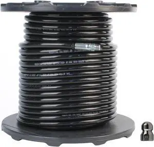 Schieffer 3/8in. x 200ft. 4000 PSI Thermoplastic Sewer Jetter Hose & 5.5 Orifice Button Nose Nozzle
