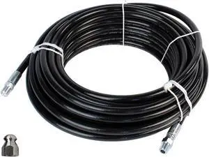 Schieffer 1/4in. x 200ft. 4400 PSI Thermoplastic Sewer Jetter Hose & 7.0 Orifice Button Nose Nozzle