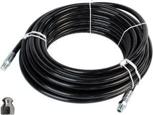 Schieffer 1/4in. x 200ft. 4400 PSI Thermoplastic Sewer Jetter Hose & 8.0 Orifice Button Nose Nozzle