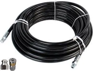Schieffer 1/4in. x 150ft. 4400 PSI Thermoplastic Sewer Jetter Hose & 5.5 Orifice Button Nose and 5.5 Rotating Nozzles