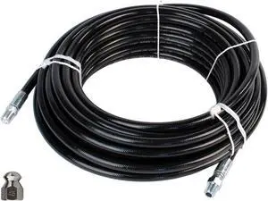 Schieffer 1/4in. x 150ft. 4400 PSI Thermoplastic Sewer Jetter Hose & 4.5 Orifice Button Nose Nozzle