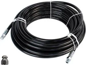 Schieffer 1/4in. x 100ft. 4400 PSI Thermoplastic Sewer Jetter Hose & 12.0 Orifice Button Nose Nozzle