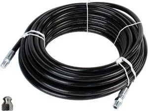 Schieffer 1/4in. x 100ft. 4400 PSI Thermoplastic Sewer Jetter Hose & 8.0 Orifice Button Nose Nozzle
