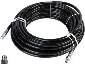 Schieffer 1/4in. x 100ft. 4400 PSI Thermoplastic Sewer Jetter Hose & 7.0 Orifice Button Nose Nozzle