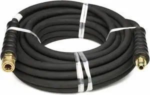 Schieffer 4000 PSI Black 3/8" x 50 FT 1 Layers of High Tensile Wire Braided Rubber Wrapped Pressure Washer Hose with Couplers