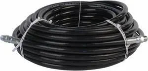 Schieffer 4000 PSI 3/8in. x 100ft. Thermoplastic Black Sewer Jetter Hose with MPT 3/8in. Soild & Swivel Ends
