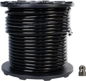Schieffer 3/8in. x 300ft. 4000 PSI Thermoplastic Sewer Jetter Hose & 8.0 Orifice Button Nose Nozzle