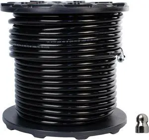 Schieffer 3/8in. x 300ft. 4000 PSI Thermoplastic Sewer Jetter Hose & 4.5 Orifice Button Nose Nozzle