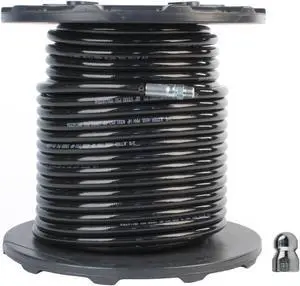 Schieffer 3/8in. x 250ft. 4000 PSI Thermoplastic Sewer Jetter Hose & 12.0 Orifice Button Nose Nozzle