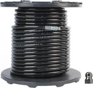 Schieffer 3/8in. x 250ft. 4000 PSI Thermoplastic Sewer Jetter Hose & 6.5 Orifice Button Nose Nozzle