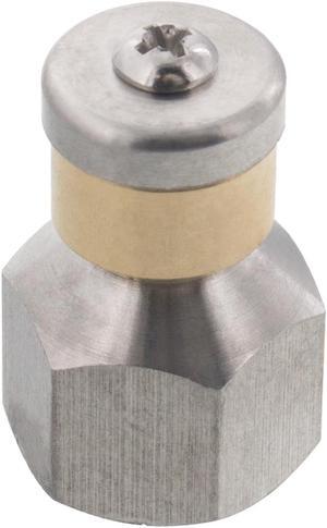 Erie Tools Rotating 3/8-inch Drain Cleaning Nozzle 6.5 Orifice 4000 PSI Stainless Steel for Sewer Pipe Water Jetter