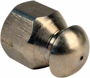 Erie Tools Button Nose 1/4-inch Drain Cleaning Nozzle 12.0 Orifice 5500 PSI Stainless Steel for Sewer Pipe Water Jetter