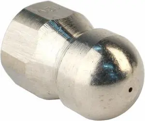 Erie Tools Button Nose 3/8-inch Drain Cleaning Nozzle 12.0 Orifice 5500 PSI Stainless Steel for Sewer Pipe Water Jetter
