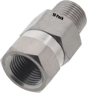 10 Erie Tools Stainless Steel Pressure Washer Swivel Coupler 3/8in. Male to Female NPT 3200 PSI