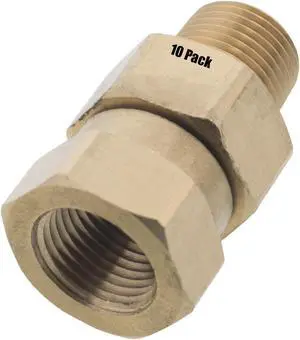 10 Erie Tools Brass Pressure Washer Swivel Coupler 3/8in. Male to Female NPT 3200 PSI