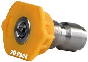 20 Pack of Erie Tools 3.0 Stainless Steel Orifice 15 Degree 1/4in. Quick Connect 4000 PSI High Pressure Washer Spray Nozzle Tips
