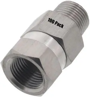 100 Erie Tools Stainless Steel Pressure Washer Swivel Coupler 3/8in. Male to Female NPT 3200 PSI