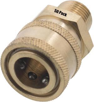 50 pack of 3/8in. MPT Male Brass Socket Quick Connect Coupler 4000 PSI 10 GPM for Pressure Washer Nozzle Gun Hose Wand