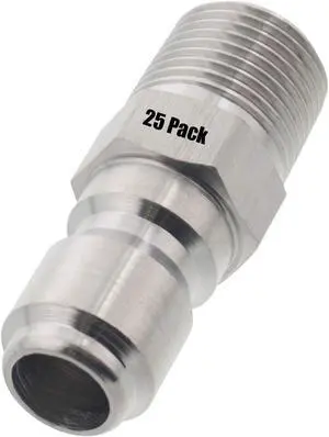 25 Erie Tools Pressure Washer 3/8in. Male NPT to Quick Connect Plug Stainless Steel Coupler High Temp 4000 PSI 10.5 GPM