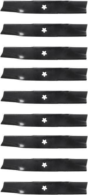 USA Mower Blades U12025BP (9) High-Lift for Husqvarna® 539113425 Dixon® 575296401 Length 16-1/4 in. Width 2-1/2 in. Thickness .200 in. Center Hole 5 Point Star 48 in. Deck