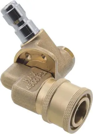 Erie Tools Pressure Washer 1/4" 120 Degree Pivoting Quick Connect Brass Coupler 4500 PSI