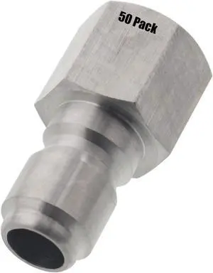 50 Erie Tools Pressure Washer 3/8in. Female NPT to Quick Connect Plug Stainless Steel Coupler High Temp 4000 PSI 10.5 GPM