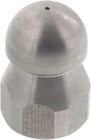 Erie Tools Button Nose 3/8" Drain Cleaning Nozzle 12.5 Orifice 5500 PSI Stainless Steel for Sewer Pipe Water Jetter
