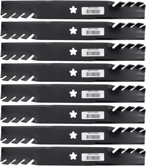8 USA Mower Blades AYP844BP High-Lift Toothed Fits AYP 12784 127842 134148 138407 138497 138970 139774 193957 Length 19-5/16 in. Width 2-1/2 in. Thickness .187 in. Center Hole 5 Point Star 38 in. Deck